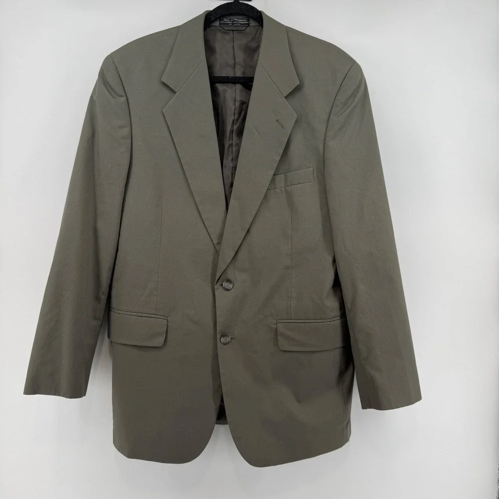 CRICKETEER Mens Blazer‎ Jacket Size 42 LGrey Cotton Polyester Two Button